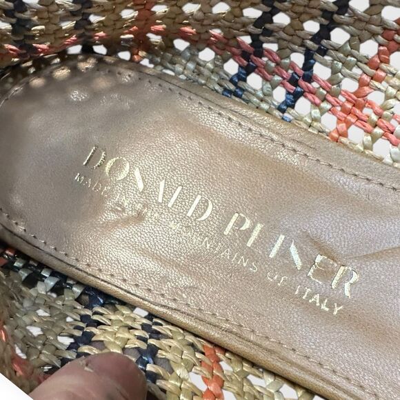 DONALD PLINER Women’s Natural Orange Black Woven Raffia Beebee Loafers Size 9.5 - Picture 8 of 8